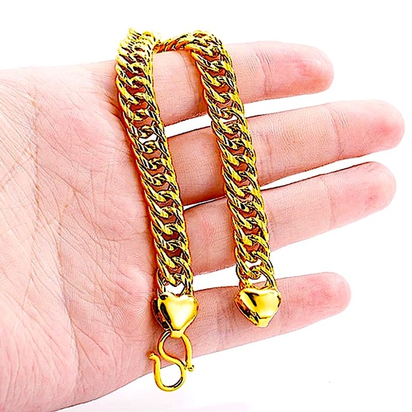 Gold Plated Cuban Chain Link Unisex Bracelet - Picture 3 of 5